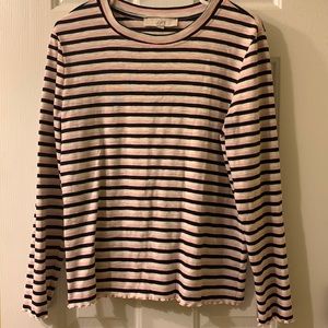 LOFT pink, beige, navy stripped sweater, never worn